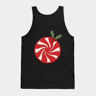 Retro Christmas Peppermint Candy Holly Berry Vintage Aesthetic Pattern Tank Top